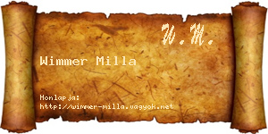 Wimmer Milla névjegykártya